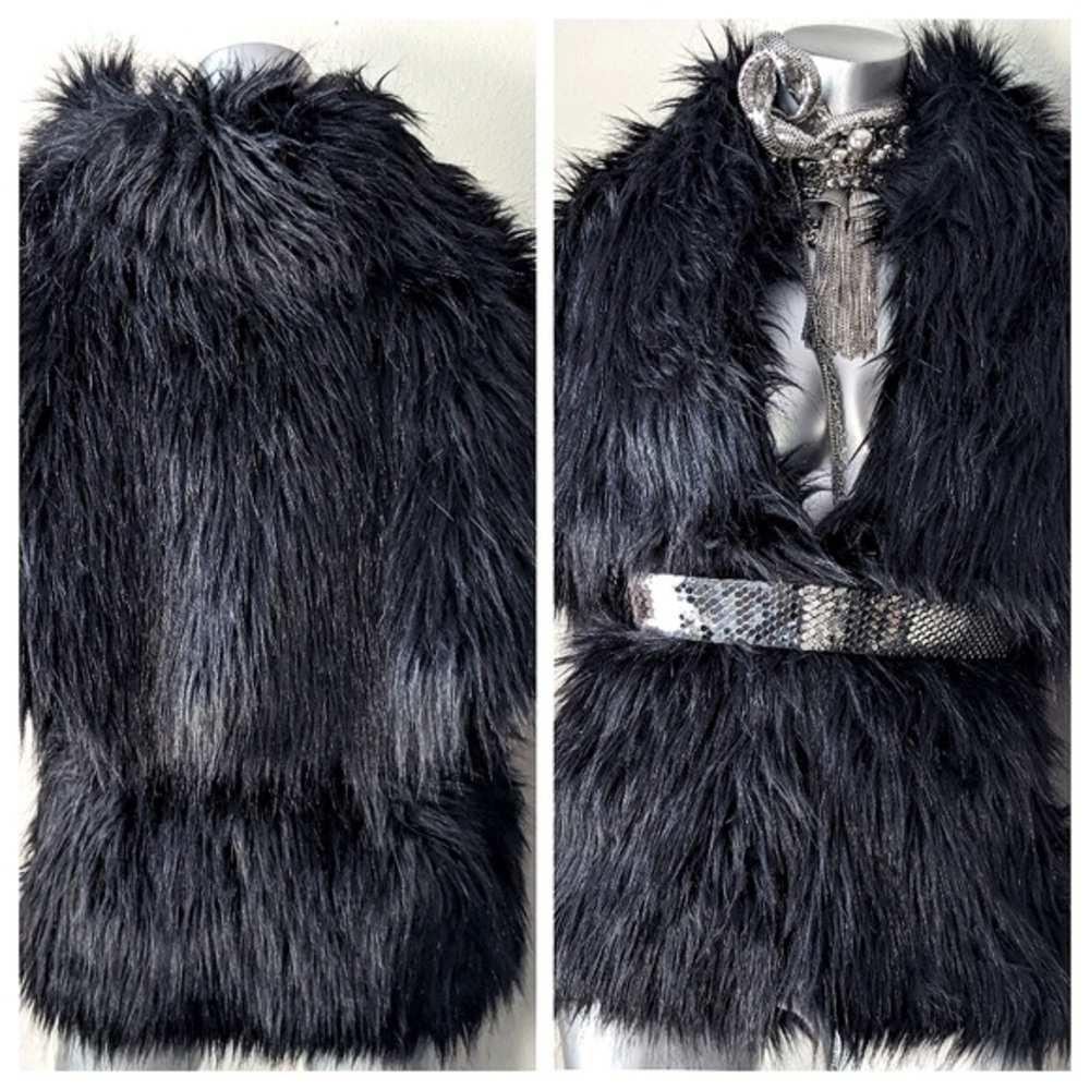 "Marc Bouwer" Vegan Fur Fuzzy Soft "Mob Wife" Classic Glam Chic Jacket
